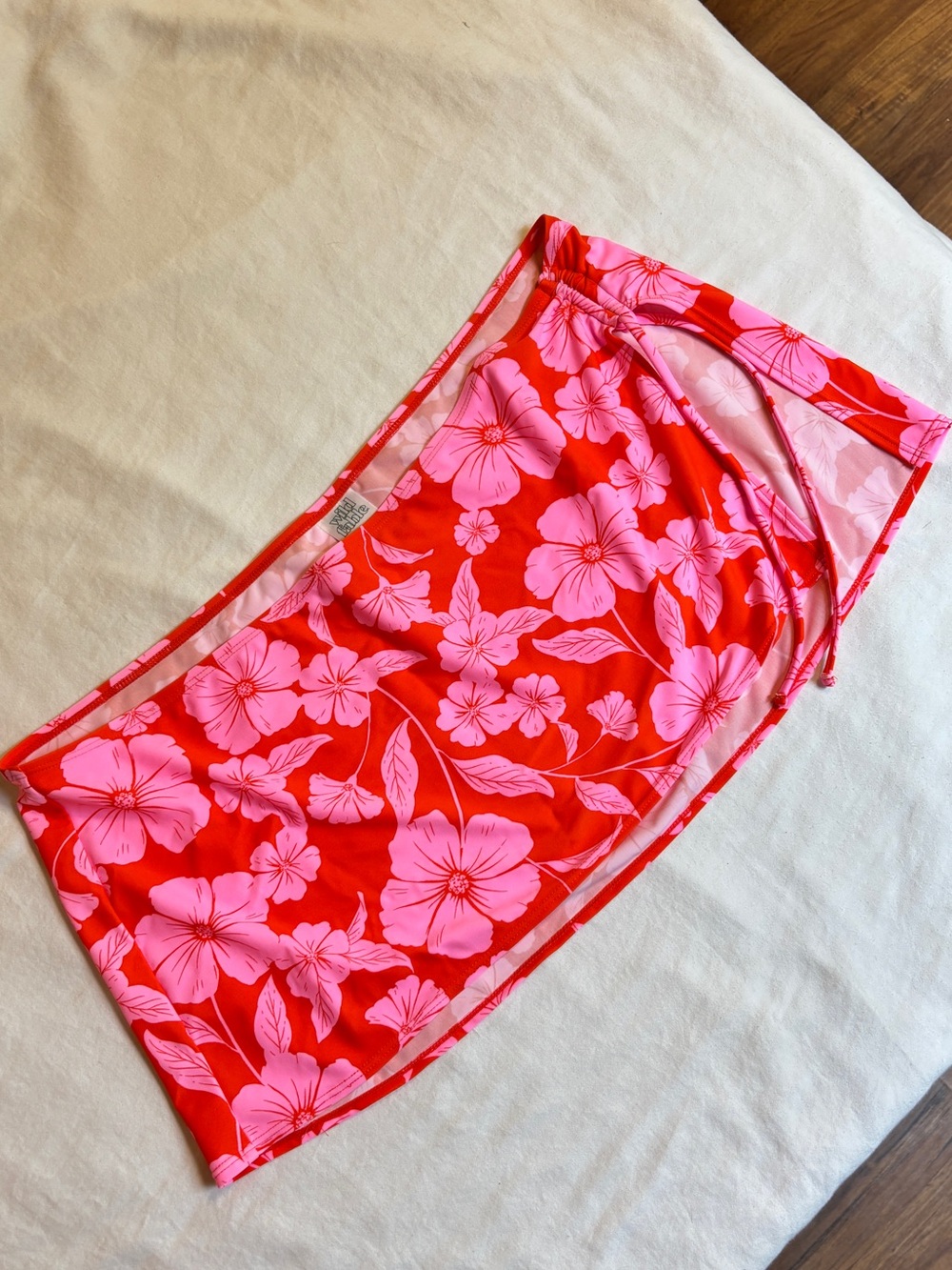 wild fable red-orange and Pink Floral Bikini Bottom coverup